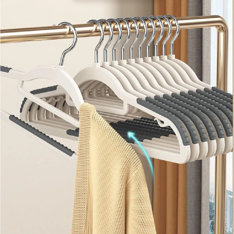 20/50/100 Pack Combo Heavy Duty Non-Slip No-Mark Plastic Clothes Hangers, Anti-Crack Anti-Bend Clothing Racks, Multi-Functional Indoor Storage & Laundry Drying Organizer for Large Family