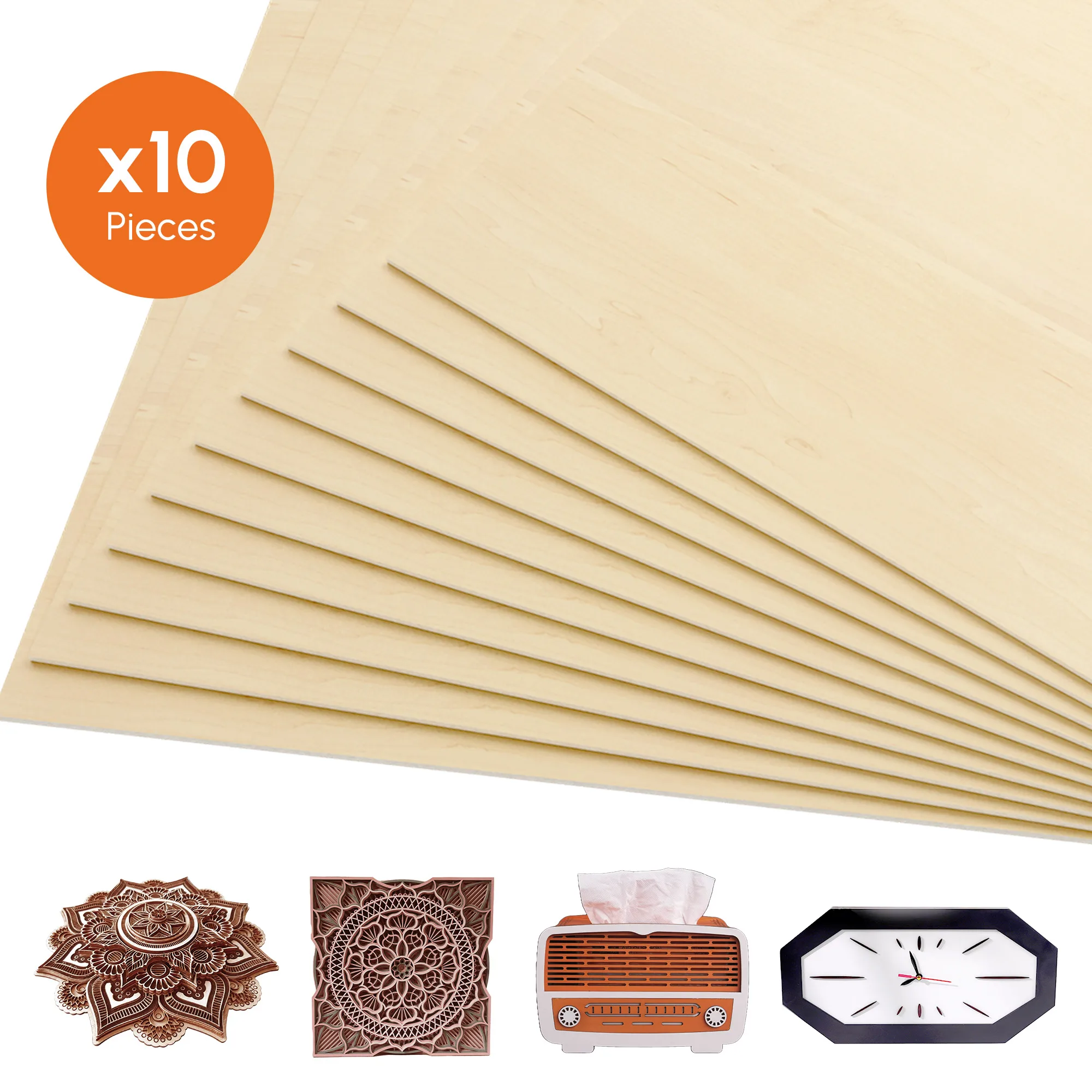 50Pcs Basswood Sheets 3mm Thick 30x30cm Plywood Board for Wood DIY Home Decor, Square Blank Wooden Plywood Panels for Engraving