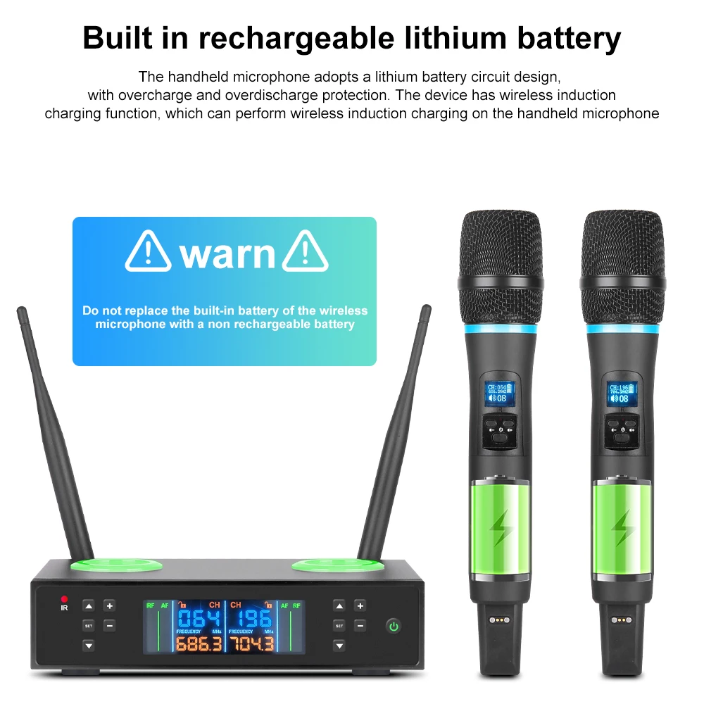 NXG S600 Professional Wireless Charging Wireless Microphone Receiver Set,Integrated Charging & Storage Base, High Fidelity Clear Vocal Sound, UHF Long Range Transmission, For Karaoke Singing, Speeches & Live Events