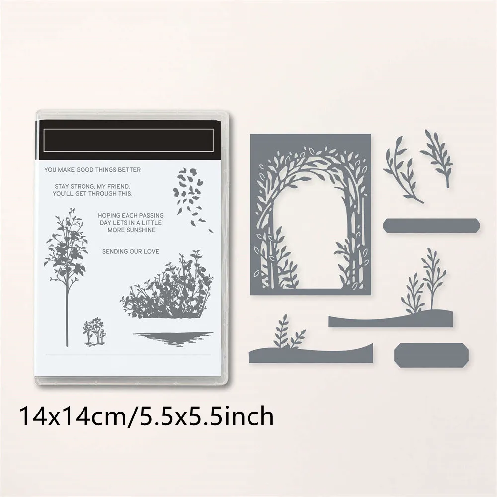 Trees and Lawns Bundles Clear Stamps and Cutting Dies For DIY Craft Making Card Photo Album Scrapbooking Decoration Craft Card