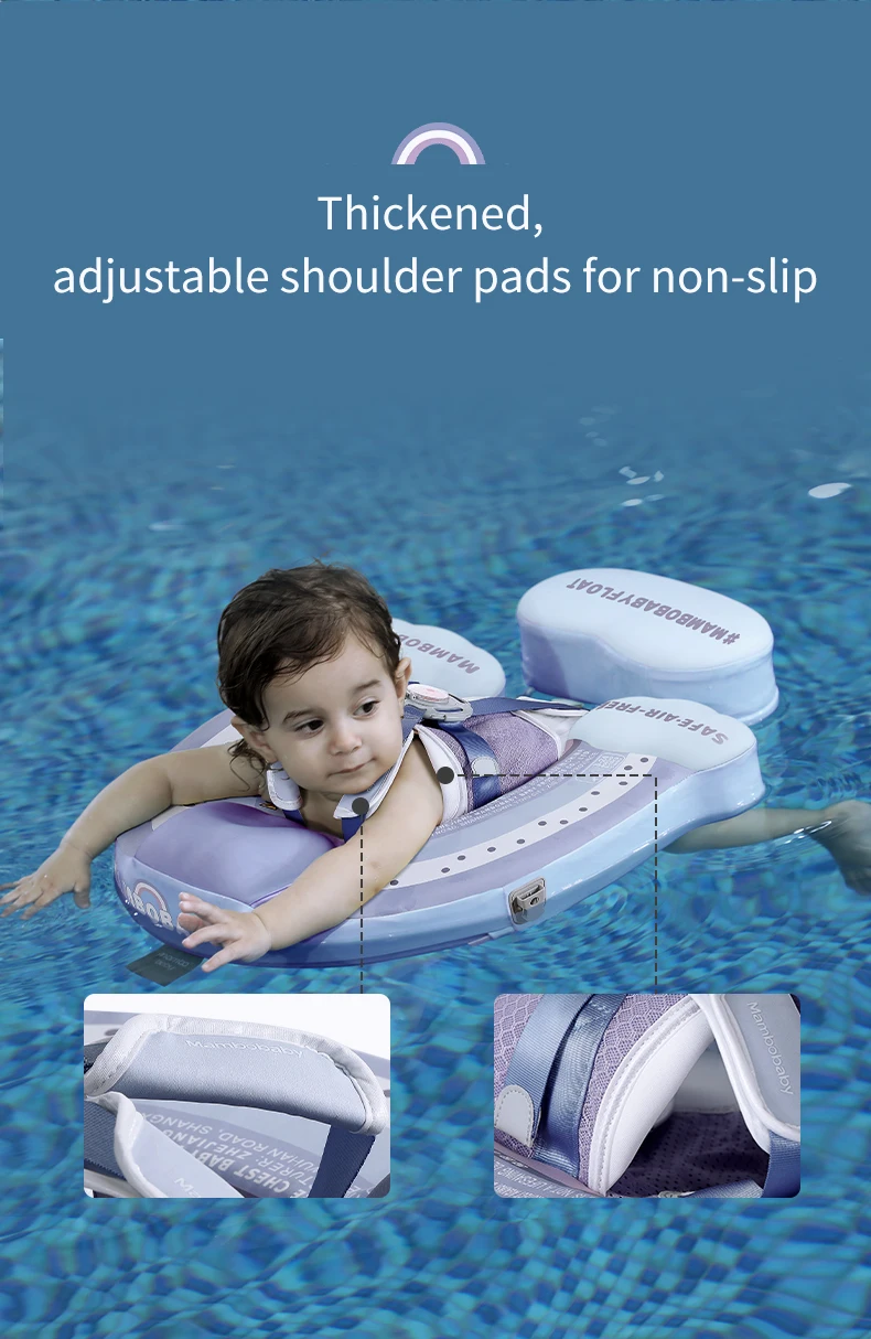 Mambobaby Float Feels Ultra-Secure Safe Air-Free Core ST:  Rainbow 3-24 Month B503-50-W-Z Air-Free Chest Float with Sunshade Canopy  Baby Swimming Ring Toddler Pool Float Infant Swim Circle Infant Fiber Ring 1Years Boy Girl