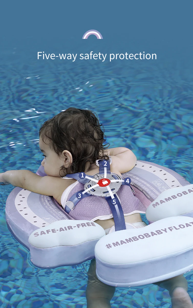 Mambobaby Float Feels Ultra-Secure Safe Air-Free Core ST:  Rainbow 3-24 Month B503-50-W-Z Air-Free Chest Float with Sunshade Canopy  Baby Swimming Ring Toddler Pool Float Infant Swim Circle Infant Fiber Ring 1Years Boy Girl