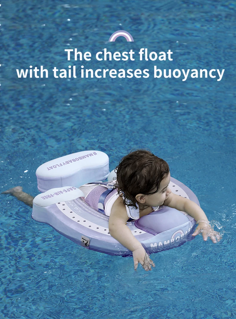 Mambobaby Float Feels Ultra-Secure Safe Air-Free Core ST:  Rainbow 3-24 Month B503-50-W-Z Air-Free Chest Float with Sunshade Canopy  Baby Swimming Ring Toddler Pool Float Infant Swim Circle Infant Fiber Ring 1Years Boy Girl