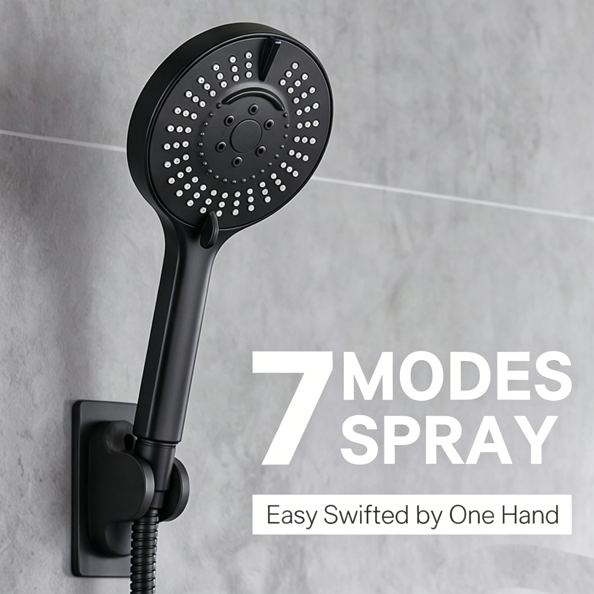 Stainless Steel 8 Inch Overhead Showerhead 7 Modes With Extension Arm Multi-function Hand Shower Wall Mounted Showerhead Set