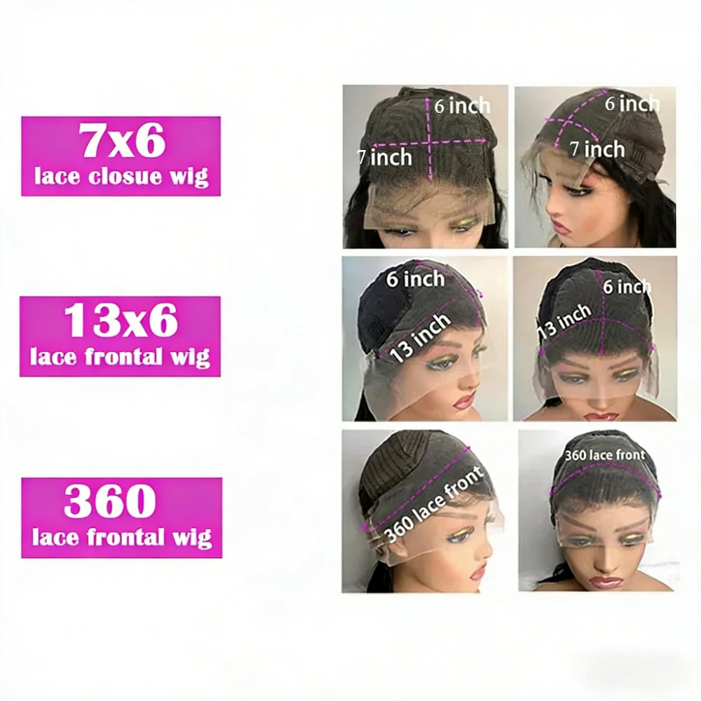 30 40 46 Inches 7x6 360 Full Lace Front Wig Bone Straight Human Hair Brazilian Pre Plucked 13x6 HD Transparent Lace Frontal Wigs For Black Women