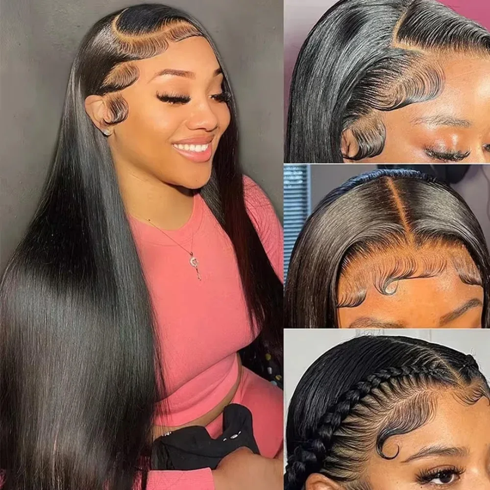 30 40 46 Inches 7x6 360 Full Lace Front Wig Bone Straight Human Hair Brazilian Pre Plucked 13x6 HD Transparent Lace Frontal Wigs For Black Women