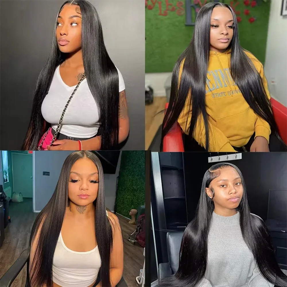 30 40 46 Inches 7x6 360 Full Lace Front Wig Bone Straight Human Hair Brazilian Pre Plucked 13x6 HD Transparent Lace Frontal Wigs For Black Women