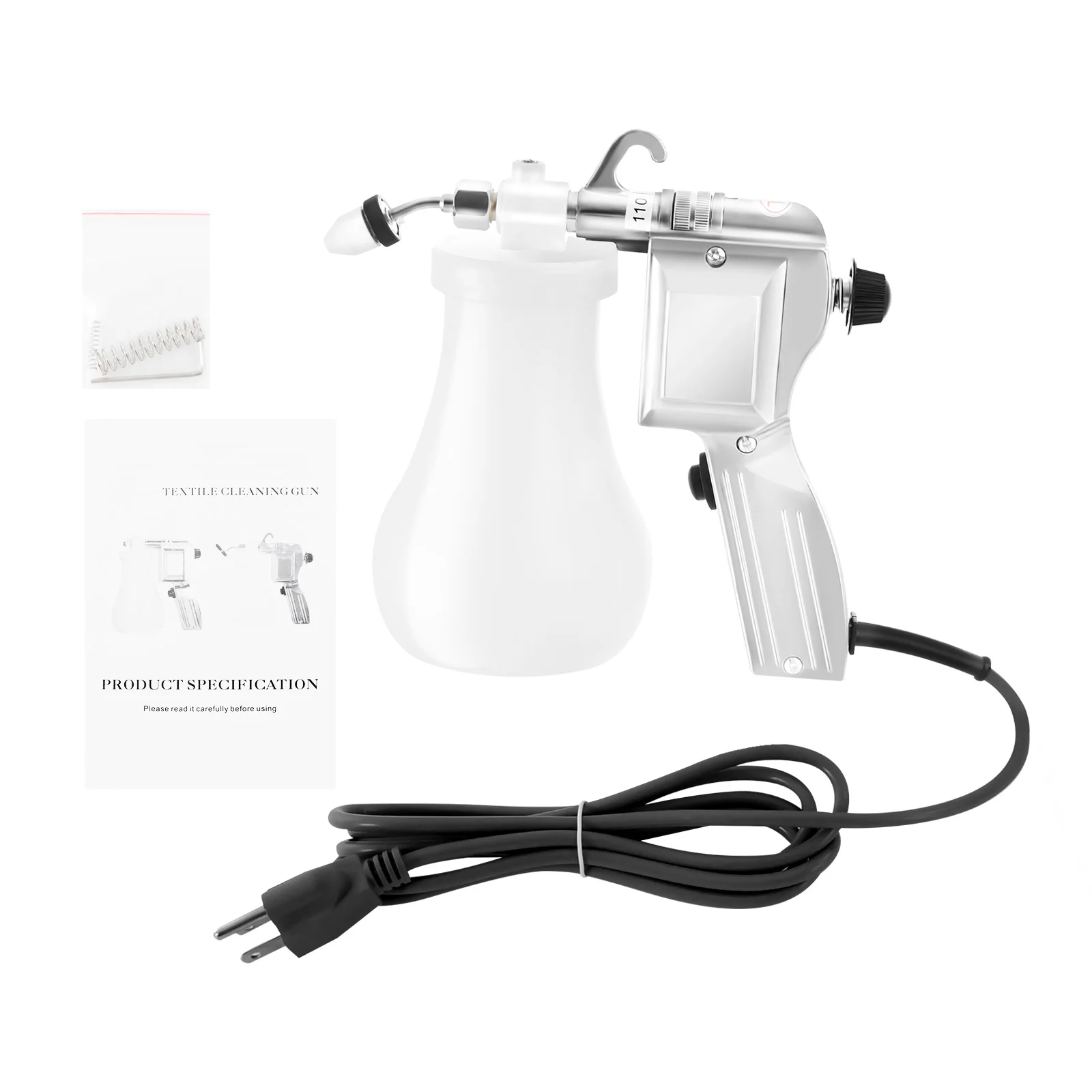 110V 60W Textile Spot Cleaning Gun Decontamination Tool Elbow Nozzle High-efficiency Spot Removal Tool 0.65L/21.9oz Watering Pot Capacity