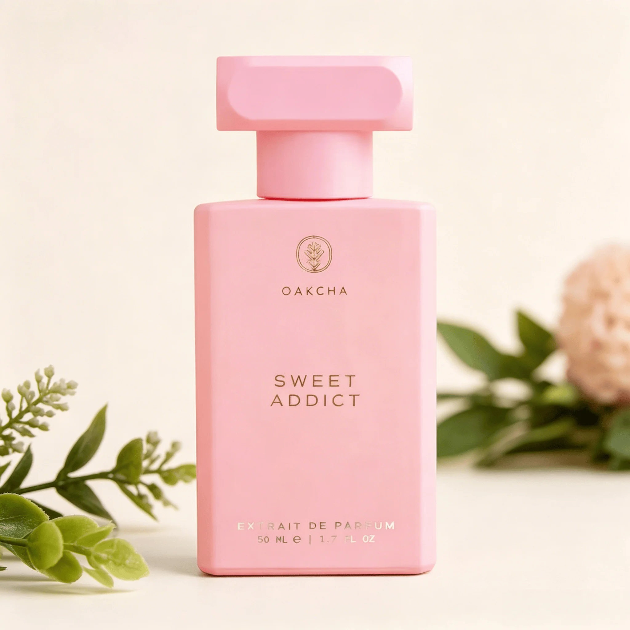 Oakcha Sweet Addict Extrait de Parfum For Women Luscious Sweet Fruity Milky Vanilla Warm Gourmand Aroma Long Lasting Matte Bubblegum Pink Square Bottle With Minimal Embossed Logo Daily Casual Dating Presen