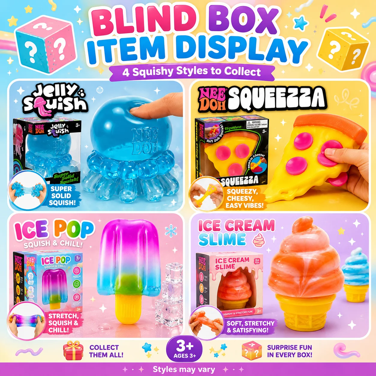 Sensory Squishy Blind Box Series, Random Cute Slow Rise Toy, Collectible Stress Ball Fidget Surprise Gift