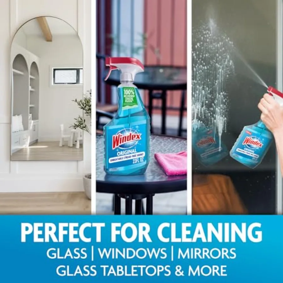 Windex Glass and Window Cleaner Spray Bottle, Packaging Designed to Prevent Leakage and Breaking, Surface Cleaning Spray, Origi