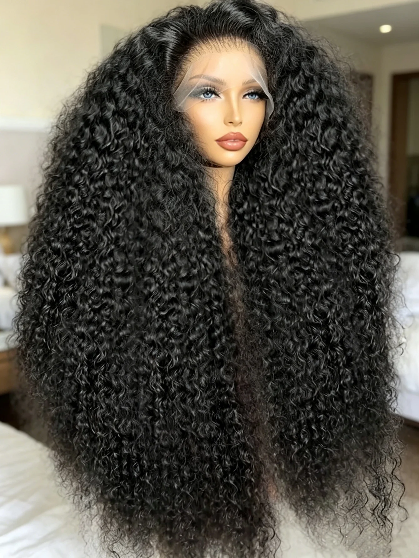 250% Density Curly Lace Front Wigs Human Hair Pre Plucked Curly Human Hair For Women 13x4 HD Transparent Deep Curly Glueless Human Hair Wig Pre Plucked With Baby Hair Natural Color Wear Beginner Friendly Soft and Health For Cosplay Party Gifts