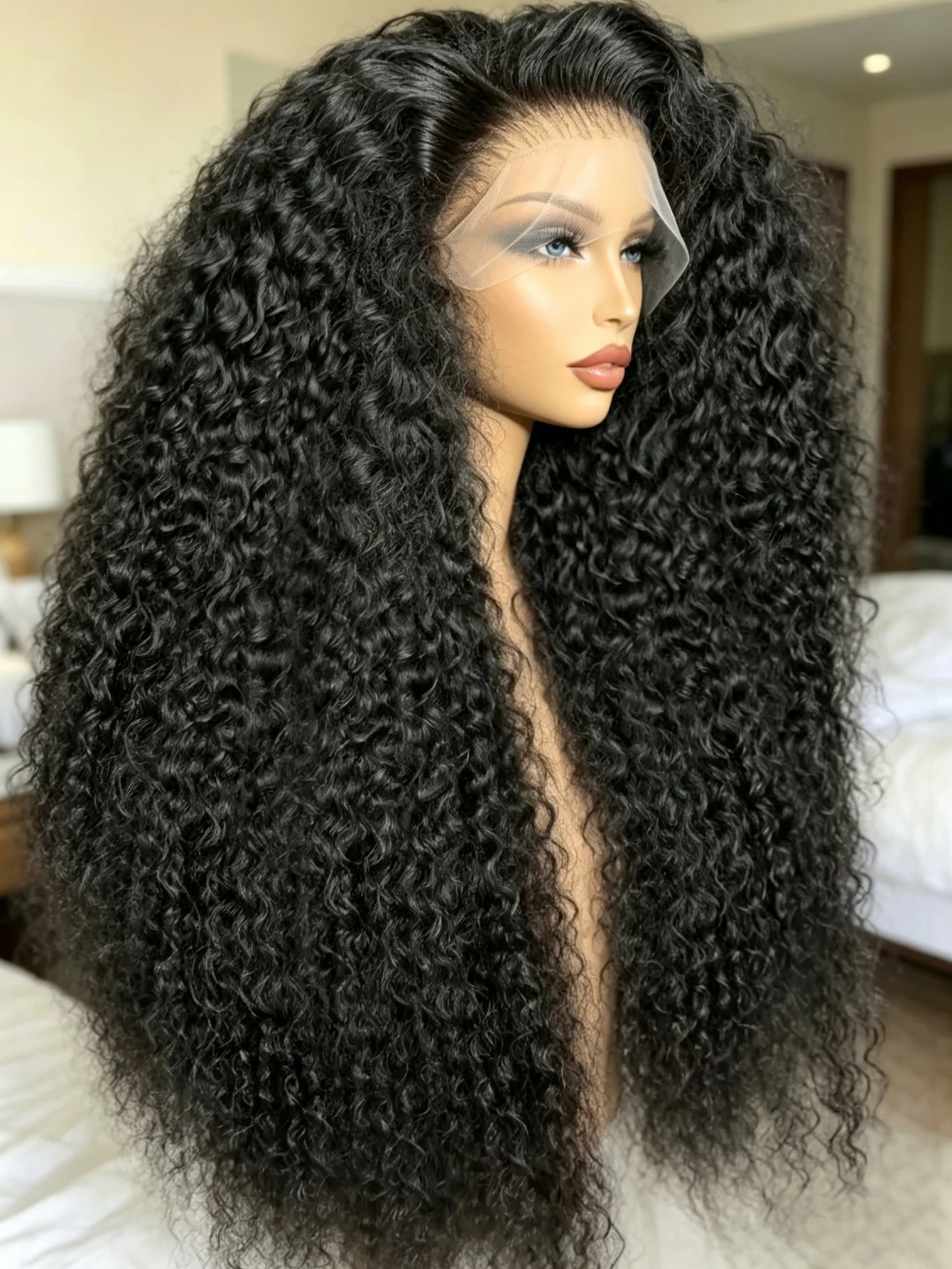 250% Density Curly Lace Front Wigs Human Hair Pre Plucked Curly Human Hair For Women 13x4 HD Transparent Deep Curly Glueless Human Hair Wig Pre Plucked With Baby Hair Natural Color Wear Beginner Friendly Soft and Health For Cosplay Party Gifts