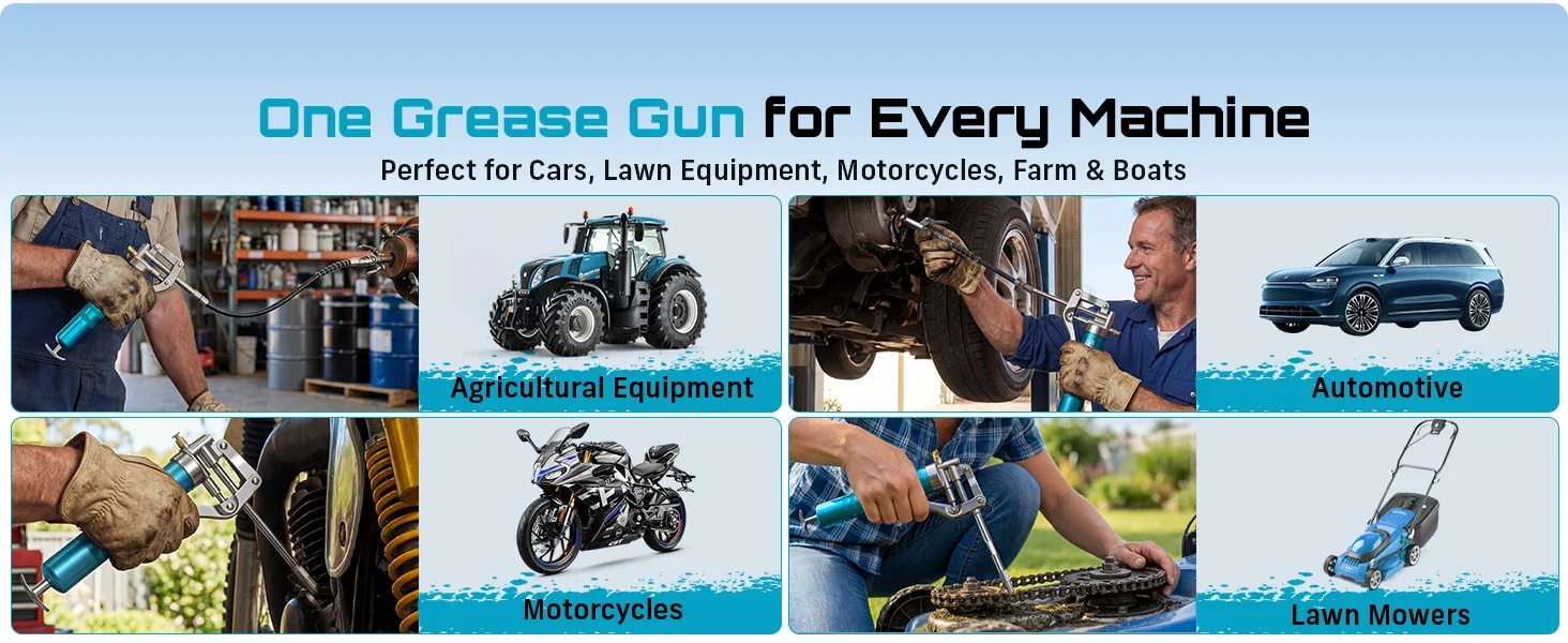 Seesii Grease Gun 12000PSI 2-in-1 Electric Grease Gun Kit & 4000 PSI Mini Portable Grease Gun Kit Car Oil Pump Oil Change Tool with 2.0Ah Battery Flexible Hose for Automotive Marine Easy Priming Works