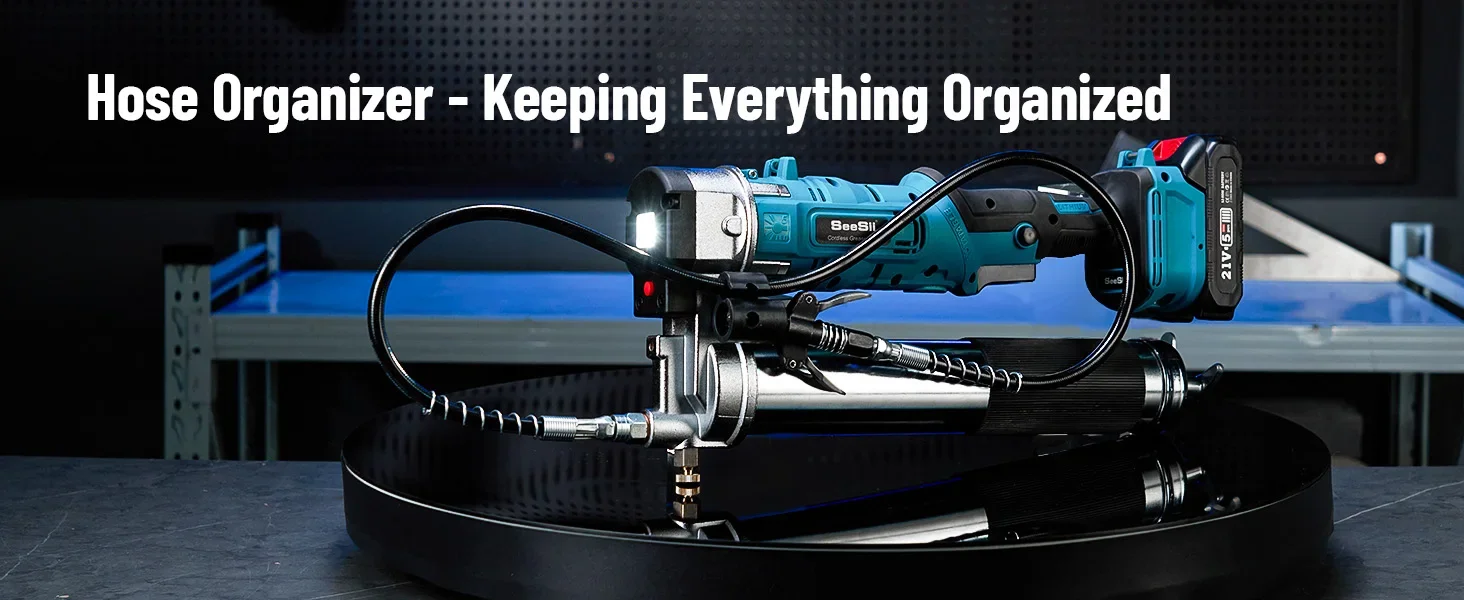 Seesii Grease Gun 12000PSI 2-in-1 Electric Grease Gun Kit & 4000 PSI Mini Portable Grease Gun Kit Car Oil Pump Oil Change Tool with 2.0Ah Battery Flexible Hose for Automotive Marine Easy Priming Works