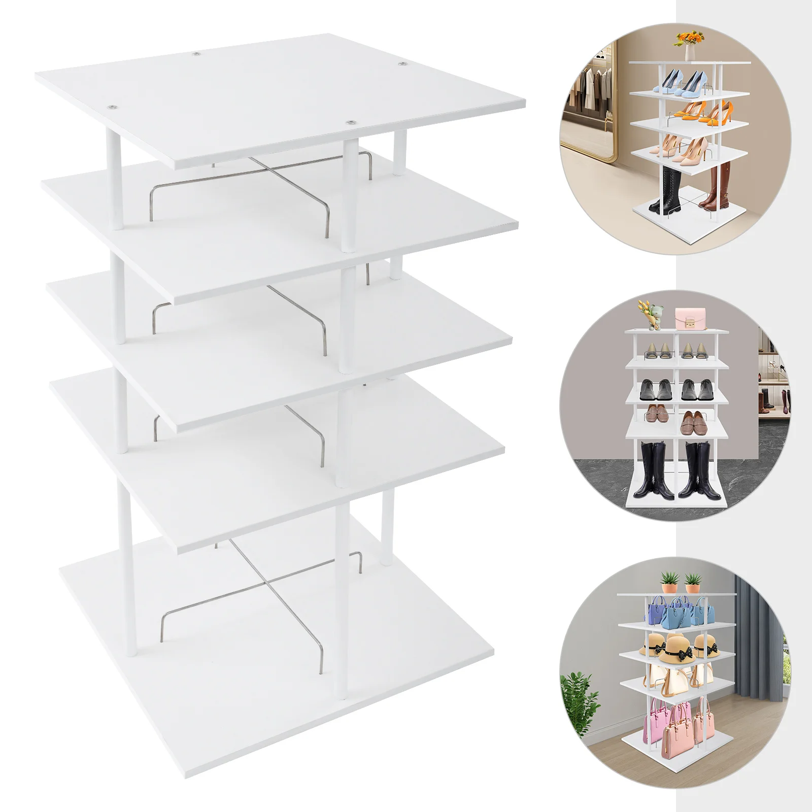 Multi-tier Shoe Storage Rack, Rotating Shoes Shelf Organizer, Shoe Rack, 360° Revolving Footwear Storage Tower for Apartment Hallway Shoe Shop Display