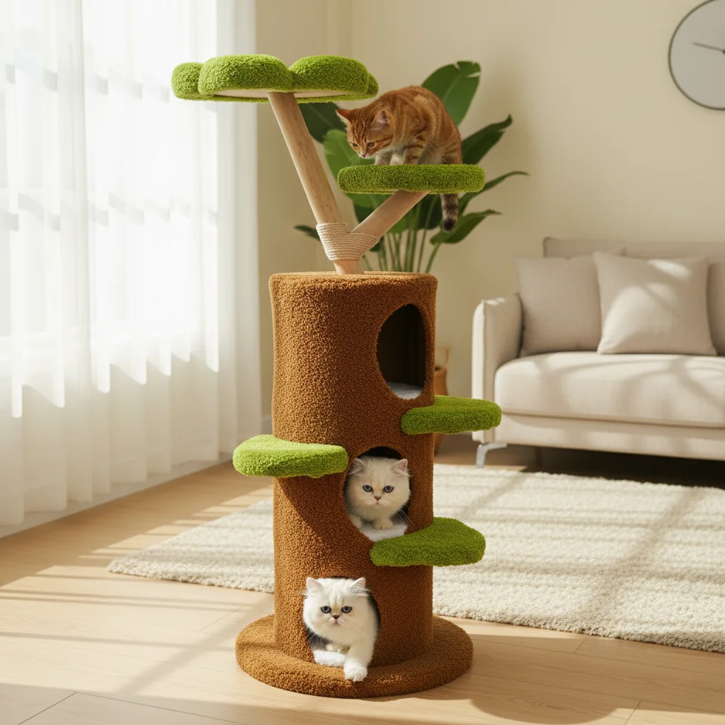 148 cm Tall Cat Tree for Indoor Cats, Large Cat Tower with Luxury Cat Condo, Cat Tree Tower with Soft Cushion, Scratching Board