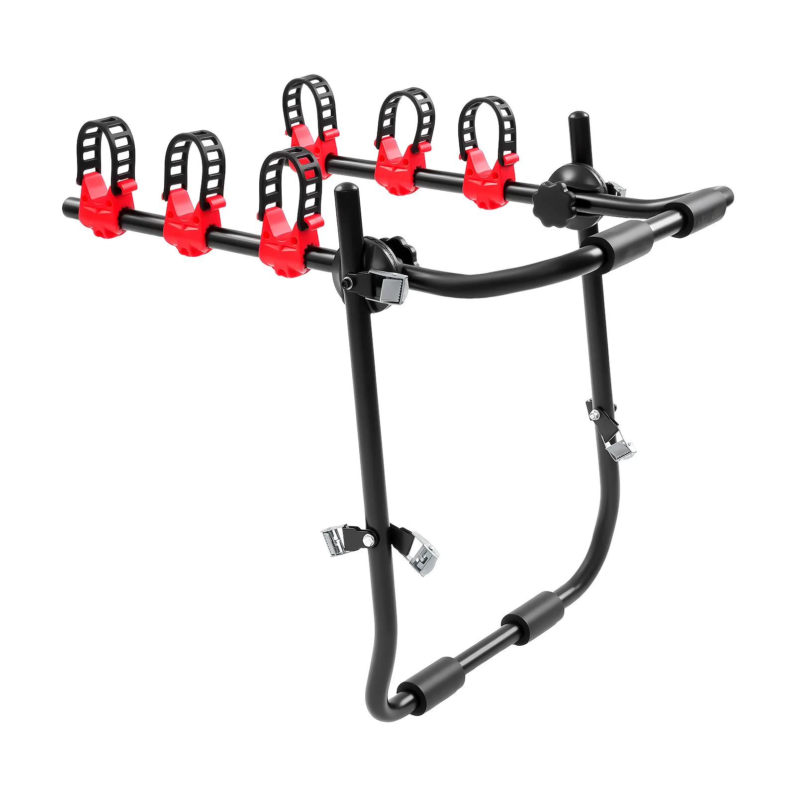 Universal Trunk Bike Rack 3 Bicycles, Carbon Steel Bicycle Carrier for Car Trunk SUV, Foldable Bike Holder with Safety Buckle
