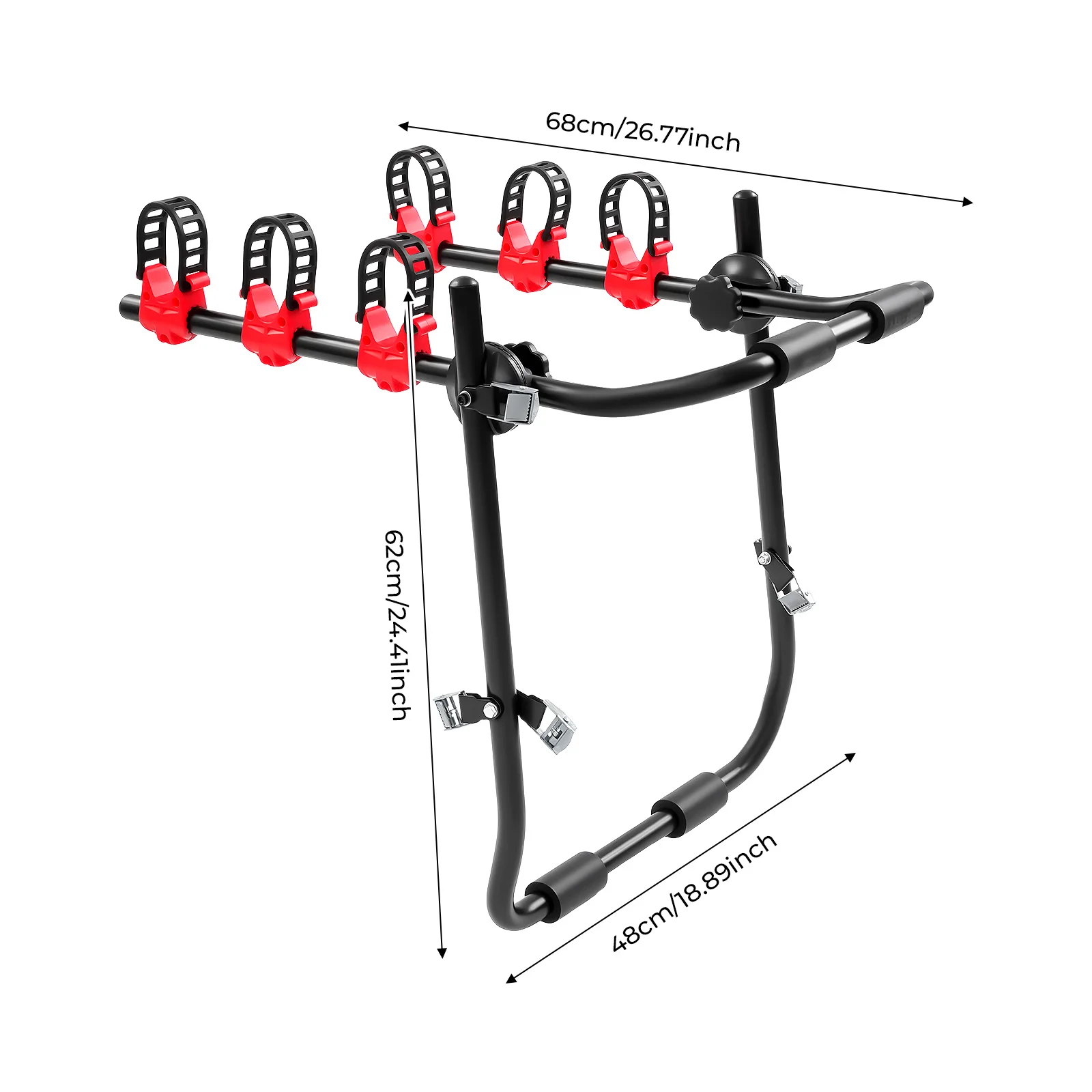 Universal Trunk Bike Rack 3 Bicycles, Carbon Steel Bicycle Carrier for Car Trunk SUV, Foldable Bike Holder with Safety Buckle