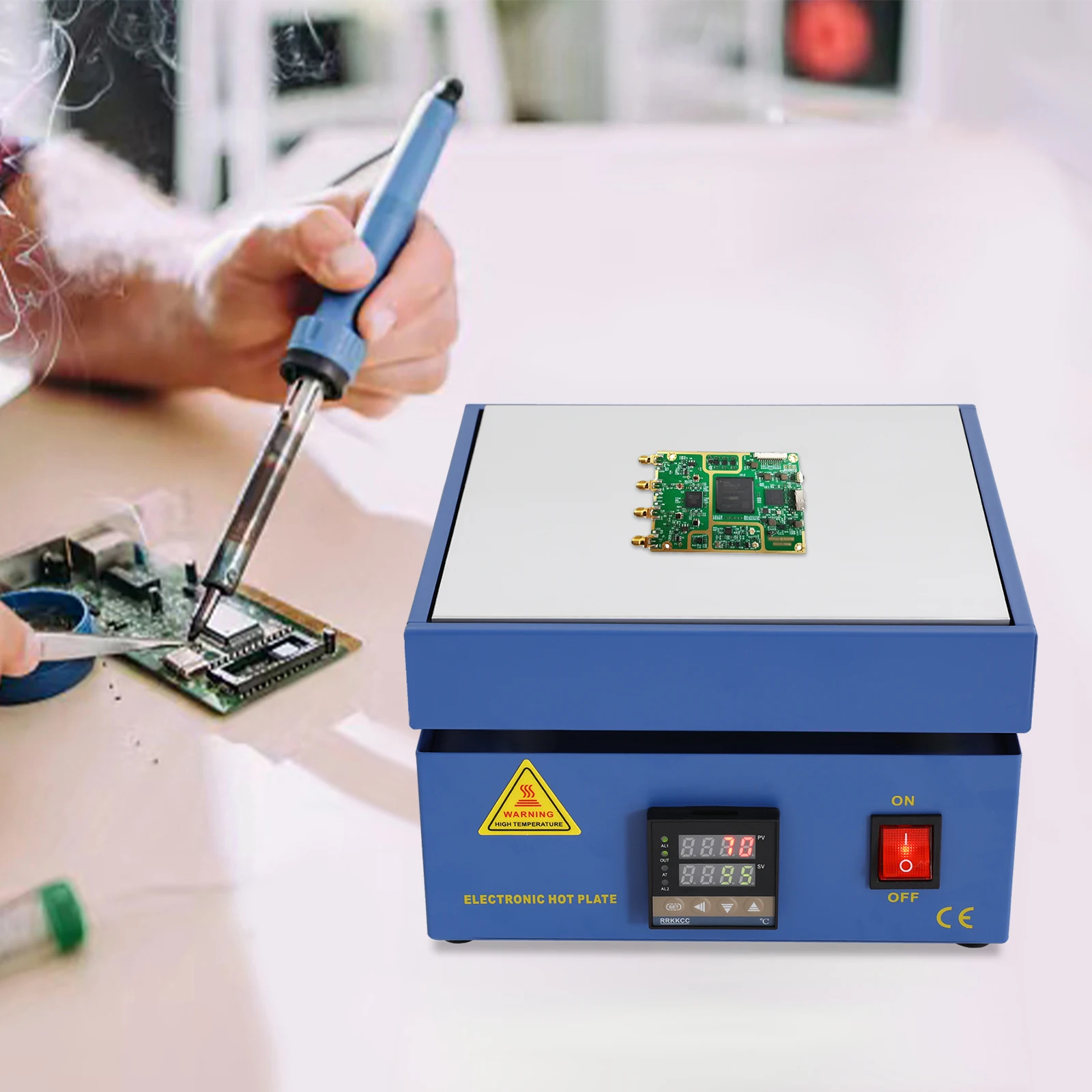 850W Preheat Soldering Station, Soldering Hot Plate with LED Display & ±1°C Precise Temp Control for PCB SMD Phone Screen Repair