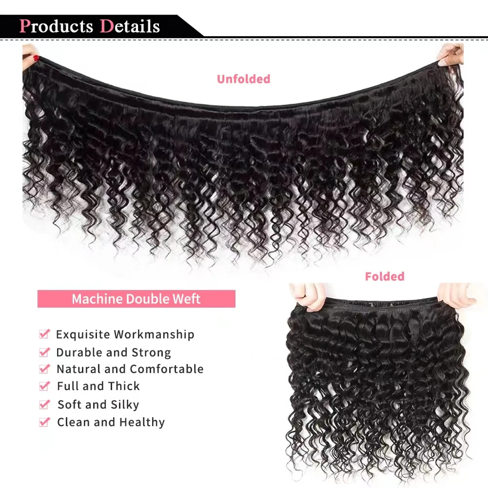 Raw Human Hair Bundles Loose Deep Wave Virgin Remy Hair Extensions for Women Sew in Quick Weave Bundle 3/4 Bundles