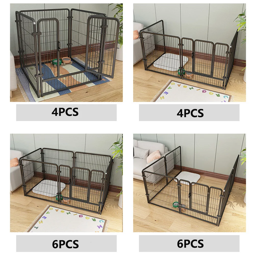 6 Panels Dog Fence Playpen Foldable Puppy Exercise Kennel Teddy Animal Escape Barrier Heavy Duty Cage for Dog Cat Rabbit Pet 60x60cm,70x80cm