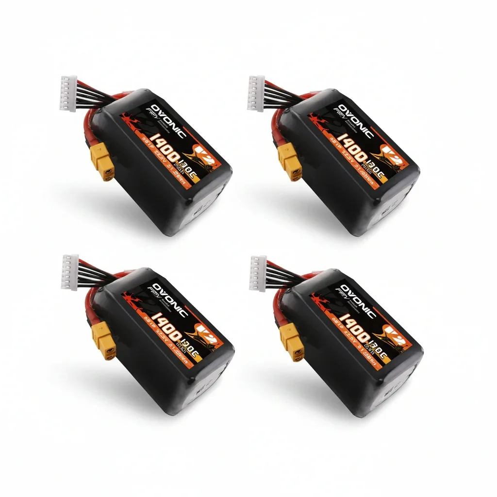 Ovonic 6S 1400mAh 130C LiPo Battery Pack XT60 for 5–6 Inch FPV Racing, Freestyle & Cinewhoop Drones 4 Pack 2 Pack