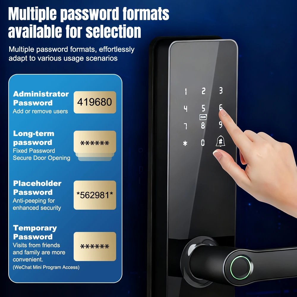 Upgraded Bluetooth Biometric Fingerprint Smart Door Lock Keyless Entry Keypad Password Deadbolt Fit 60mm Door Thickness Home Security Electronic Lock