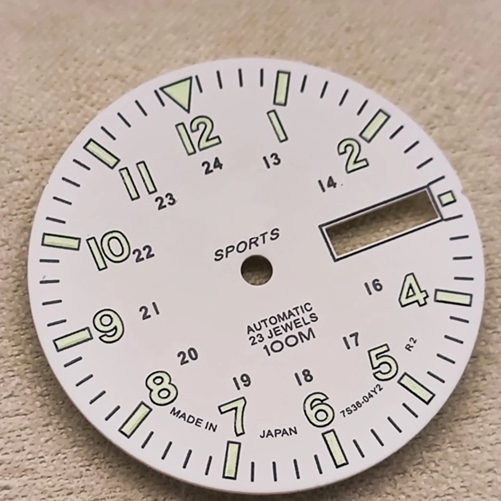 28.5mm/1.11in Super Lumin Dial for NH36A Movement C3 Green Luminous Watch Face Dial Plate Replacement Black/White Watch Parts