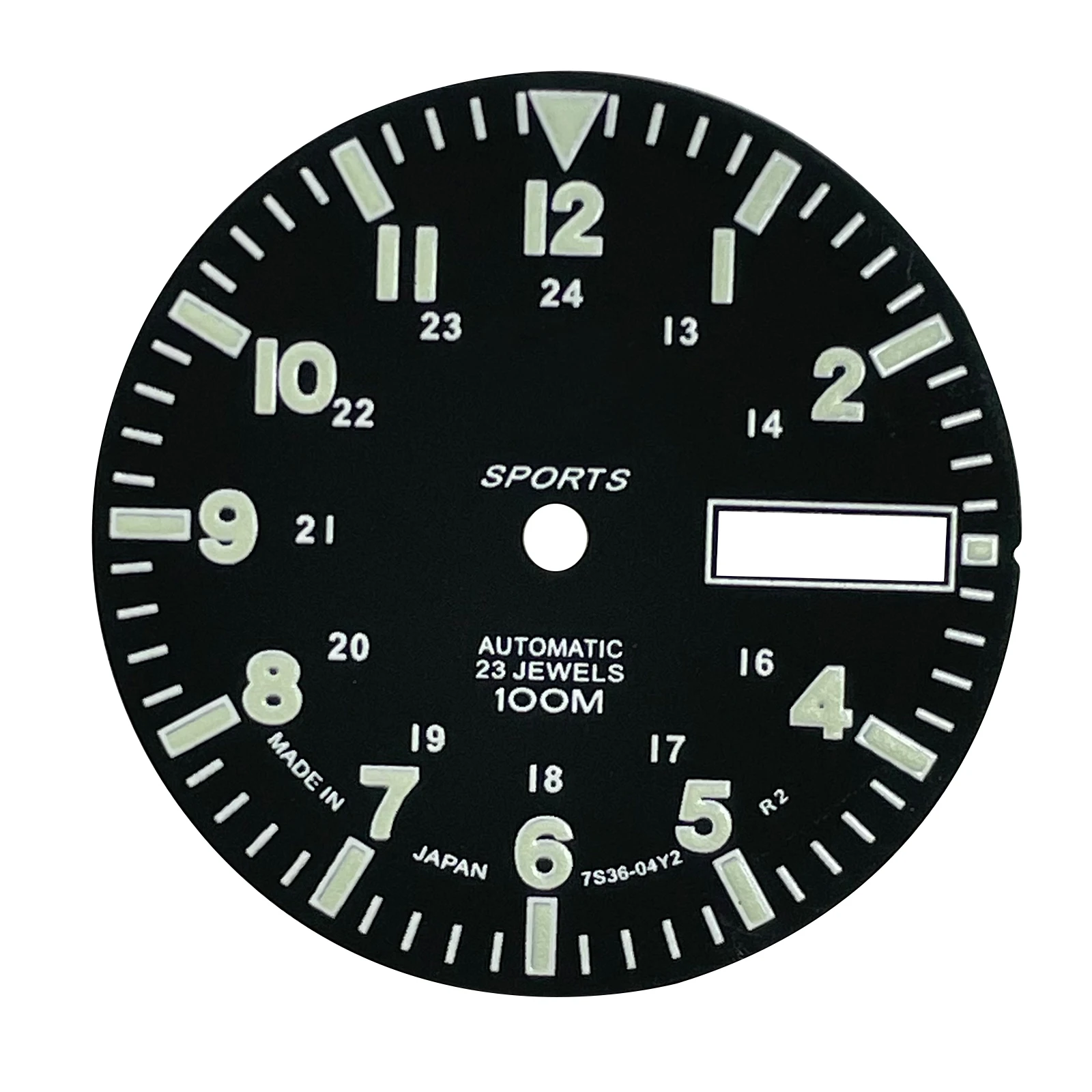 28.5mm/1.11in Super Lumin Dial for NH36A Movement C3 Green Luminous Watch Face Dial Plate Replacement Black/White Watch Parts