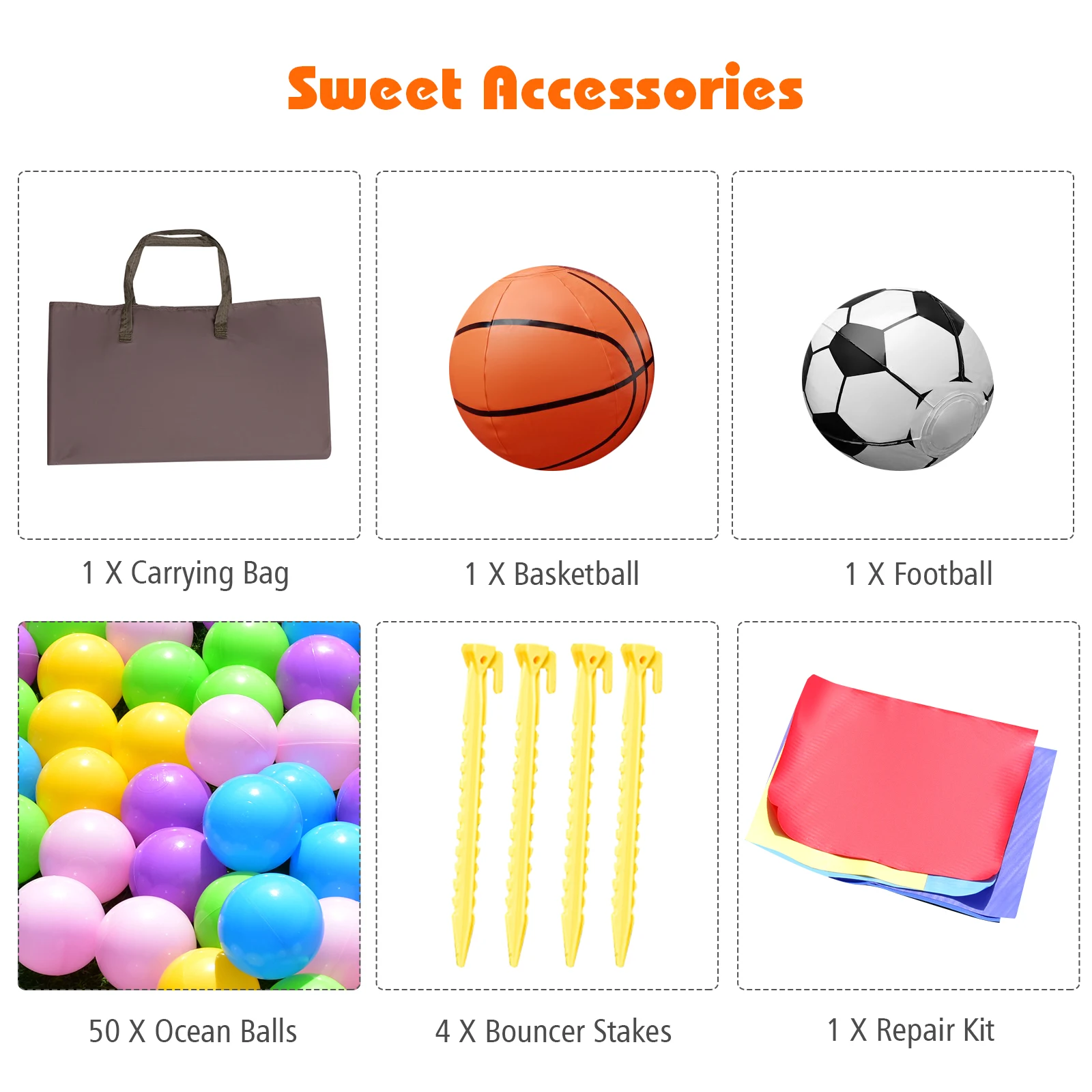 Inflatable Bounce House Castle Slide Bouncer Kids Basketball Hoop Without Blower