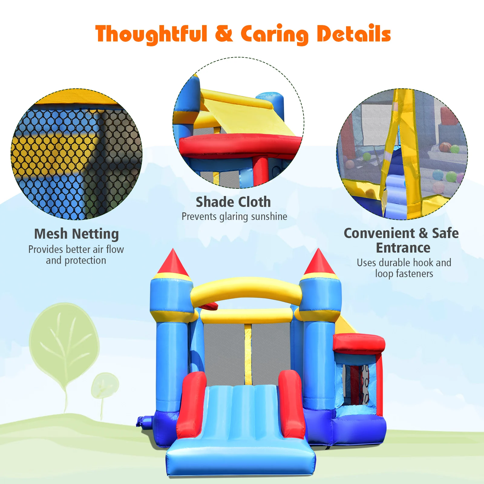 Inflatable Bounce House Castle Slide Bouncer Kids Basketball Hoop Without Blower