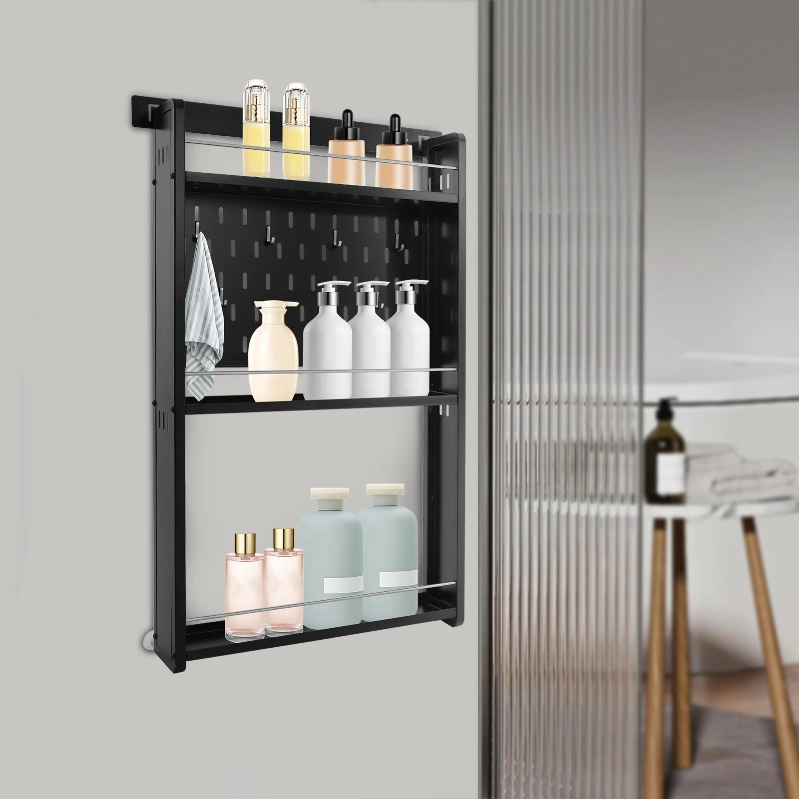 3 Tier Storage Rack Rust-Resistant 47*9*85.1cm Wall-Mounted Storage Rack for Bedrooms/Toilets/Balconies