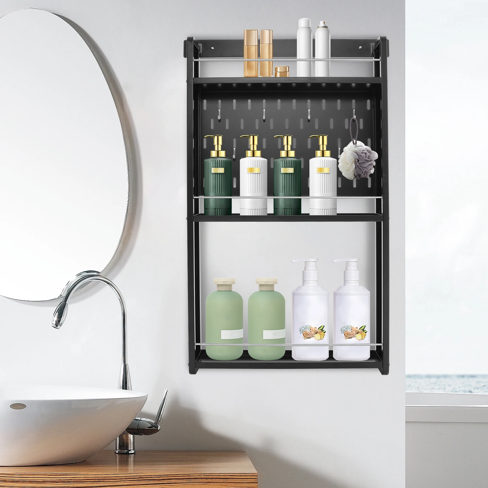 3 Tier Storage Rack Rust-Resistant 47*9*85.1cm Wall-Mounted Storage Rack for Bedrooms/Toilets/Balconies