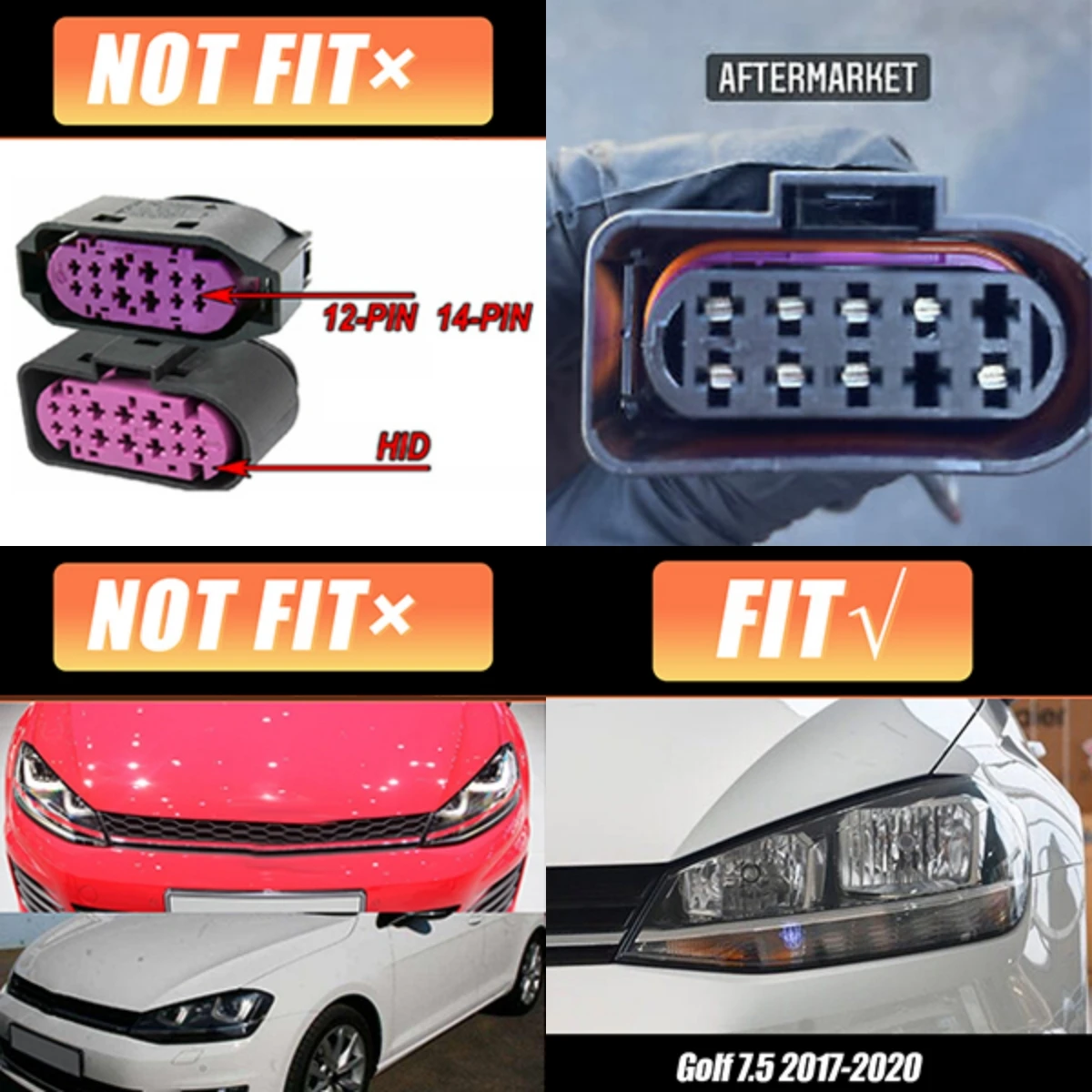 LED Headlights for Volkswagen VW Golf MK7.5 TSI TDI Variant halogen 2017-2020 [not fit GTI/GTD/Rline/MK7] Front Lamps Assembly