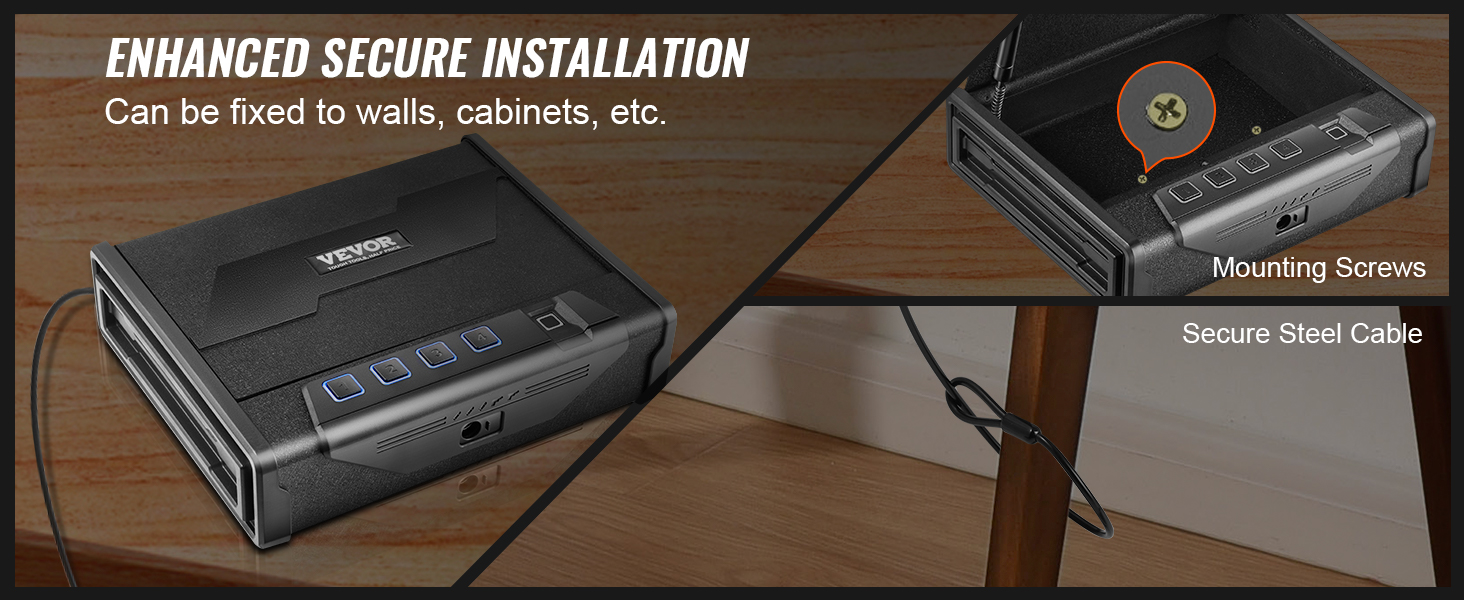 SucceBuy Gun Safe Q235 Steel Pistol Safe 3-Way Quick Access Firearm Case Gun Box Advanced Biometric Technology Travel Gun Safe