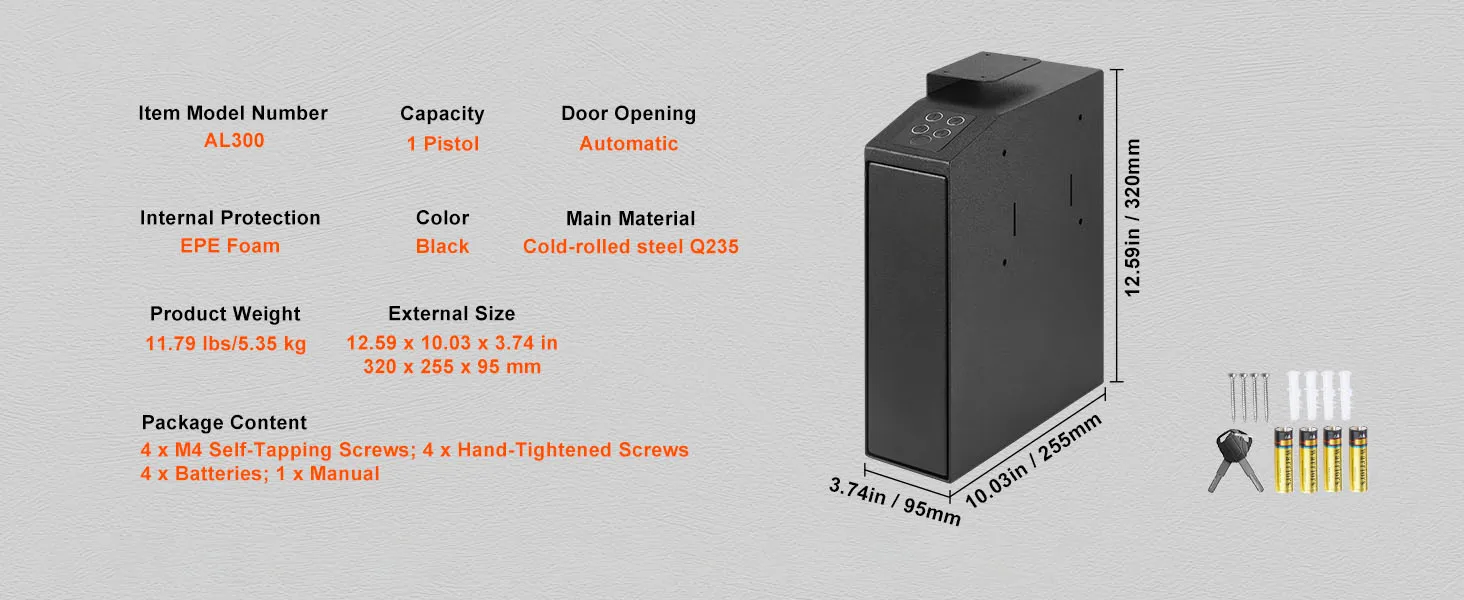 SucceBuy Gun Safe Q235 Steel Pistol Safe 3-Way Quick Access Firearm Case Gun Box Advanced Biometric Technology Travel Gun Safe