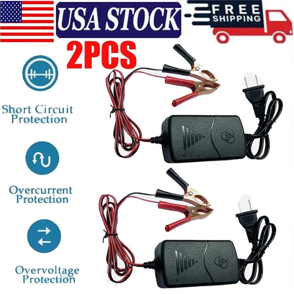 Plastic Storage Batteries General Car Truck Motorcycle 12V1A 14.4V Two Wire Clip Charger Double-line Clip American Standard 2pcs