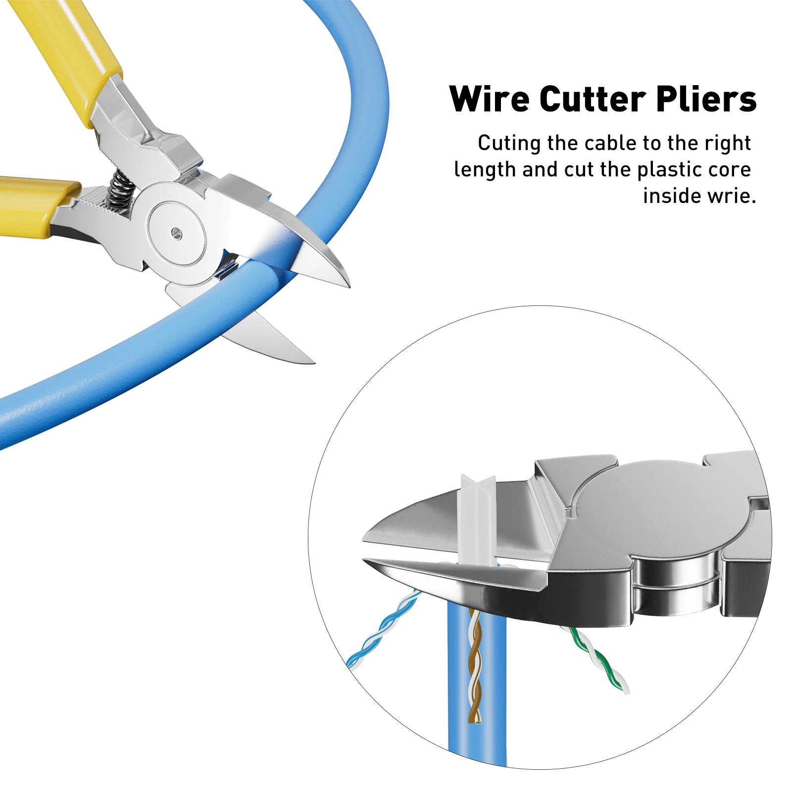 ZoeRax 8 in 1 RJ45 Cat6 Cat5e Crimp Tool Kit RJ45 Crimping tool,Cable Tester,Wire Cutter,Blades,50Pcs Cat6 Connectors and Boots