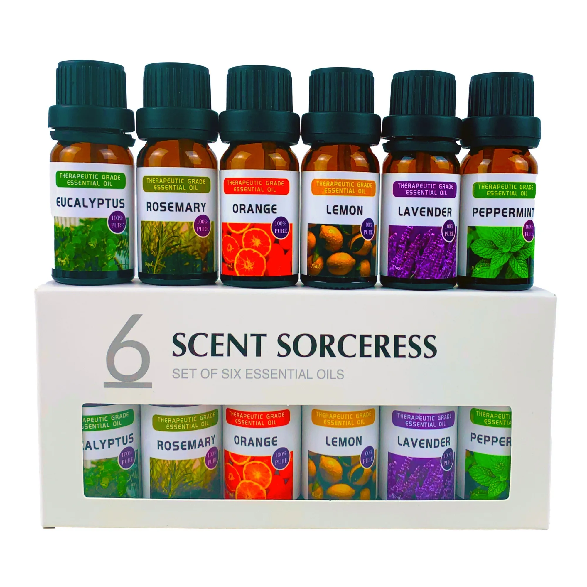 6Pcs/Set Pure Lemon Sweet Orange Eucalyptus Lavender Peppermint Rosemary Essential Oil Set Fragrance Massage Spa Aromatherapy