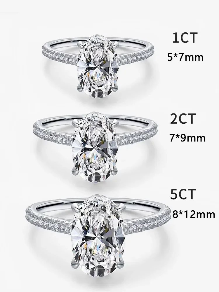 925 Sterling Silve Gorgeous Shiny Zirconia 1-5CT Oval Stone Ring For Women Engagement Wedding Luxury High Quality Fine Jewelry