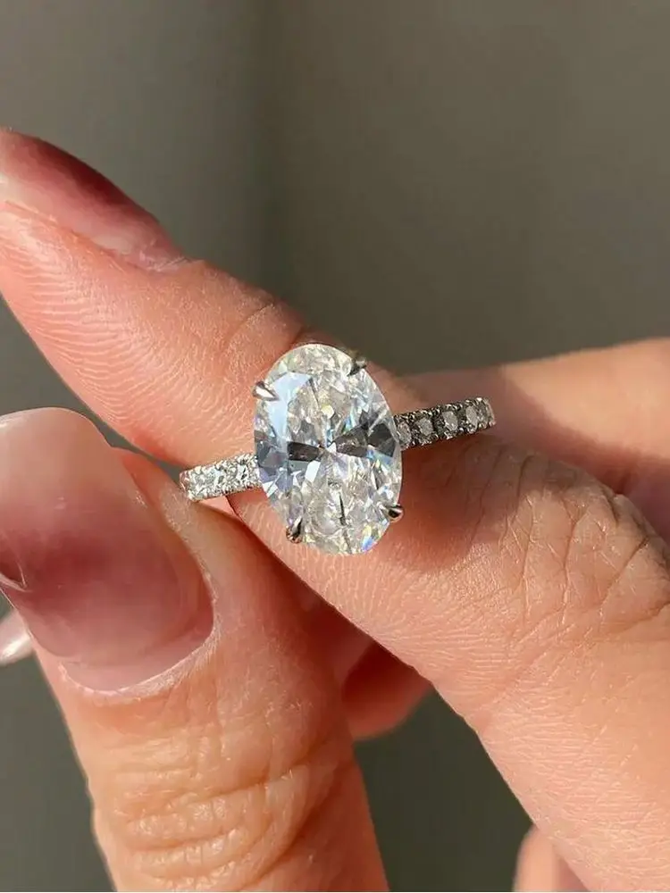 925 Sterling Silve Gorgeous Shiny Zirconia 1-5CT Oval Stone Ring For Women Engagement Wedding Luxury High Quality Fine Jewelry