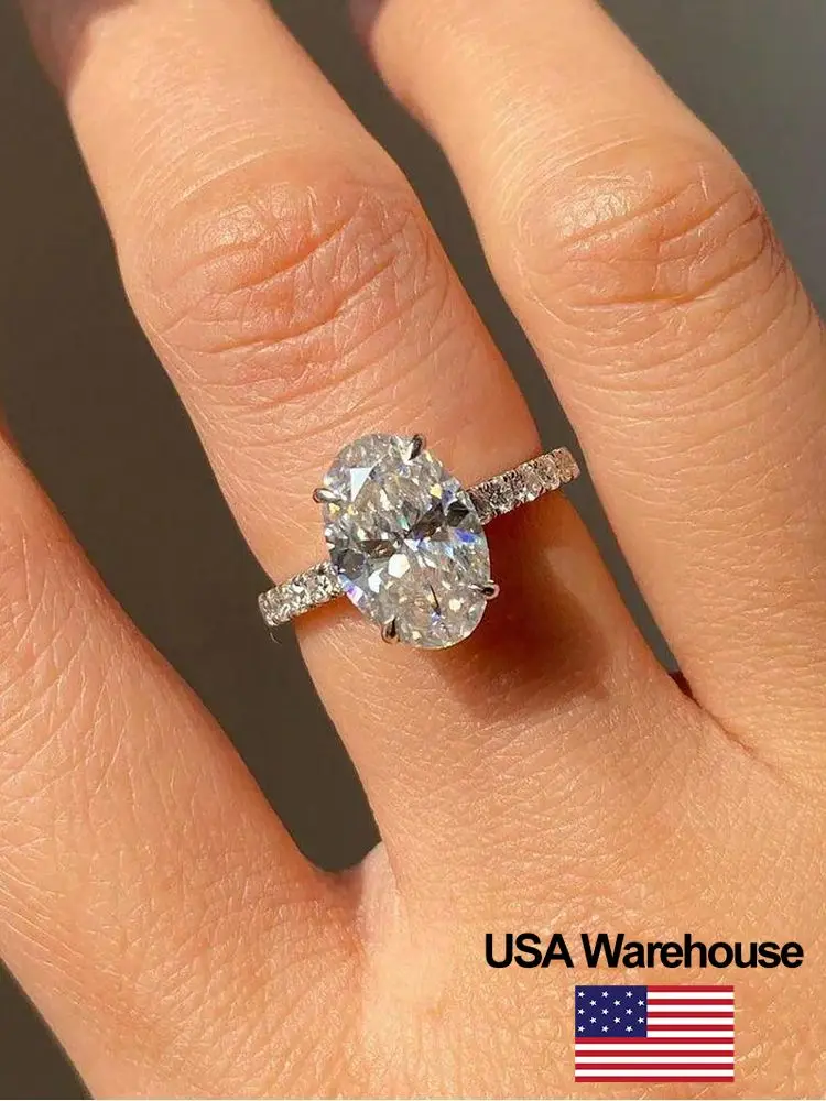 925 Sterling Silve Gorgeous Shiny Zirconia 1-5CT Oval Stone Ring For Women Engagement Wedding Luxury High Quality Fine Jewelry