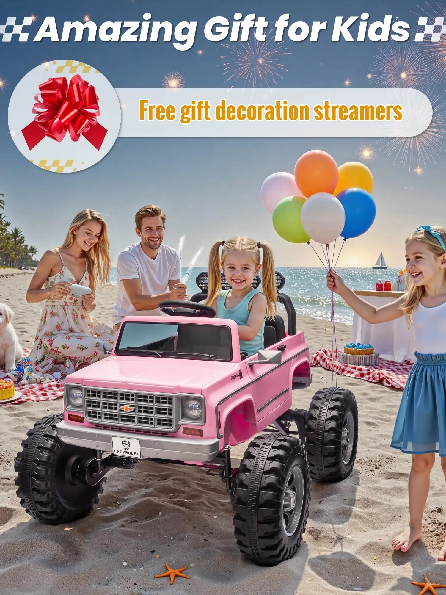 Licensed Chevrolet Cheyenne 24V Ride on Car 4X200W Motor Remote Control Decoration Streamer 24 Volt Ride on Toys for Kids