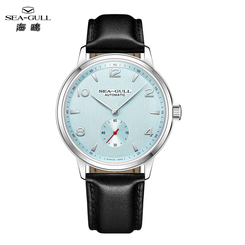Seagull 6184 Men's Automatic Watch Blue Sapphire Glass 5ATM Waterproof Ultra-Thin Leather Strap Minimalist Casual Wristwatch