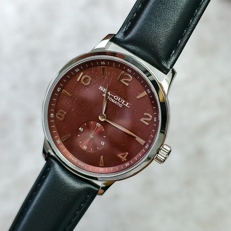 Seagull 6184 Men's Automatic Watch Blue Sapphire Glass 5ATM Waterproof Ultra-Thin Leather Strap Minimalist Casual Wristwatch