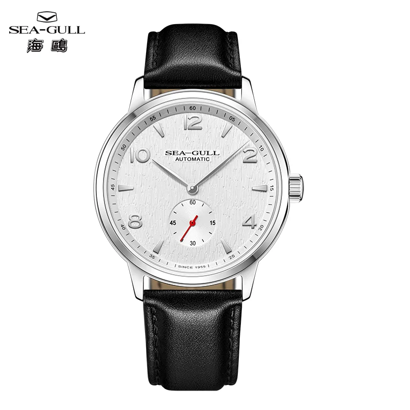 Seagull 6184 Men's Automatic Watch Blue Sapphire Glass 5ATM Waterproof Ultra-Thin Leather Strap Minimalist Casual Wristwatch