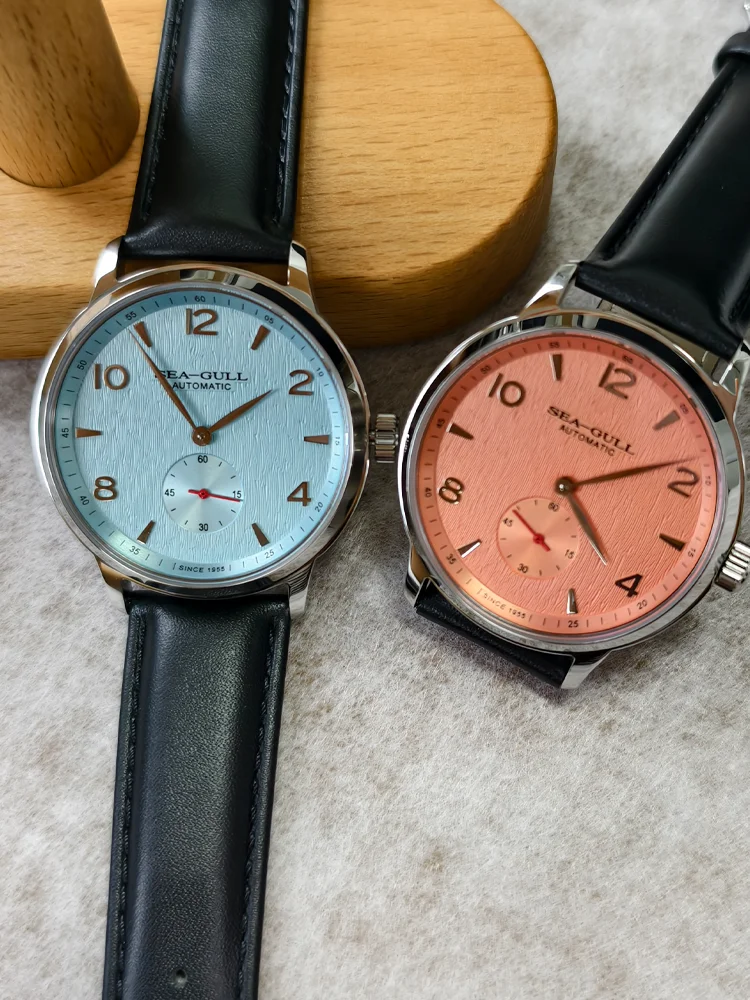 Seagull 6184 Men's Automatic Watch Blue Sapphire Glass 5ATM Waterproof Ultra-Thin Leather Strap Minimalist Casual Wristwatch