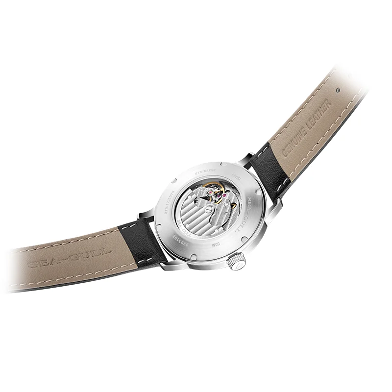 Seagull 6184 Men's Automatic Watch Blue Sapphire Glass 5ATM Waterproof Ultra-Thin Leather Strap Minimalist Casual Wristwatch