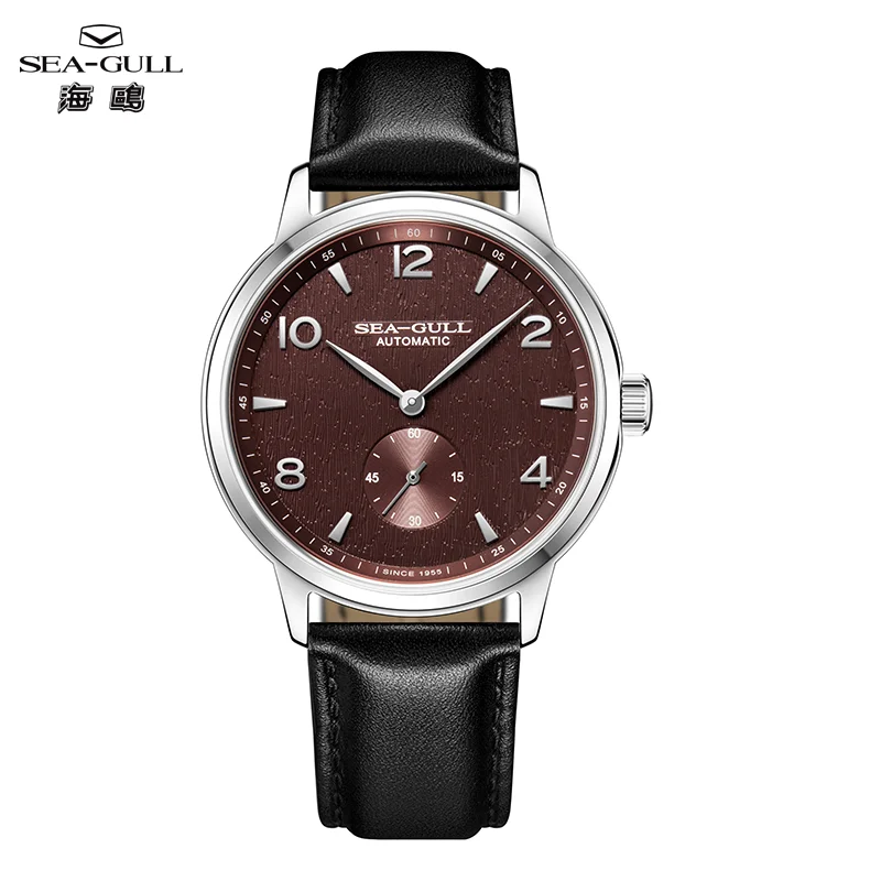 Seagull 6184 Men's Automatic Watch Blue Sapphire Glass 5ATM Waterproof Ultra-Thin Leather Strap Minimalist Casual Wristwatch